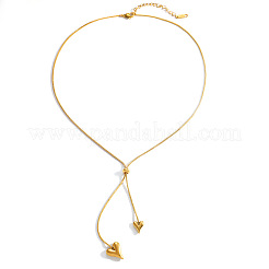 304 Stainless Steel Double Heart Lariat Necklaces&nbsp;WG40DB7-01