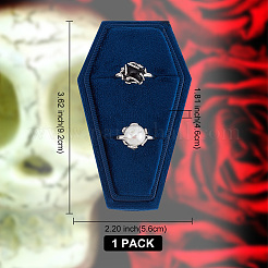 Halloween Theme Coffin Shaped Velvet Finger Ring Boxes&nbsp;VBOX-WH0015-01C