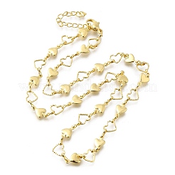 Brass Heart Link Chain Necklaces&nbsp;NJEW-D314-01G