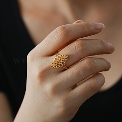 Hollow Out Chinese Knot 304 Stainless Steel Finger Ring for Women&nbsp;RJEW-E073-09G