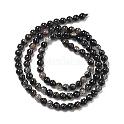 Natural Black Tourmaline Beads Strands&nbsp;X-G-Q031-A01-4mm