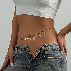 Brass with Round Plastic Pearl Coin Tassel Double Layer Waist Belly Chains for Women&nbsp;FS-WGFA592-01