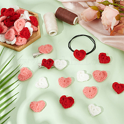 42Pcs 3 Colors Wool Yarn Heart Ornament Accessories&nbsp;AJEW-FG0004-03