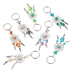 7Pcs Synthetic Turquoise & Alloy Keychain&nbsp;KEYC-TAC00042