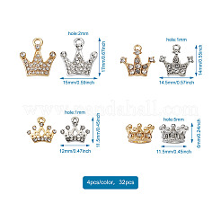 32Pcs 4 Style Alloy Rhinestone Pendants&nbsp;PALLOY-TA0002-30