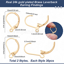 60Pcs 2 Styles  Brass Leverback Earring Findings&nbsp;KK-ME0002-49