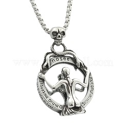 Punk Style 316L Surgical Stainless Steel Gothic Skull Magic Mirror Female Pendant Pendant Box Chain Necklaces for Men&nbsp;WG8DFA6-01