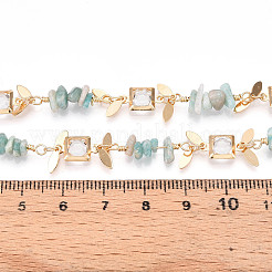 Handmade Brass Glass Square Link Chains&nbsp;CHC-F019-10G-01