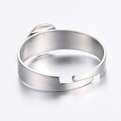 Tarnish Resistant Adjustable 304 Stainless Steel Finger Rings Components&nbsp;X-STAS-G187-01P-6mm