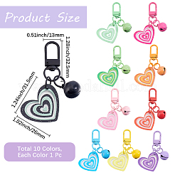 10Pcs 10 Colors Acrylic Heart Pendant Decorations&nbsp;HJEW-BBC0001-52