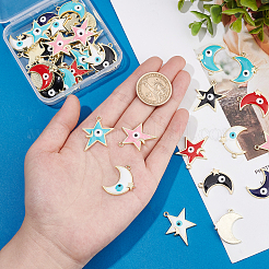 40Pcs 10 Style Rack Plating Alloy Enamel Pendants&nbsp;ENAM-NB0001-85