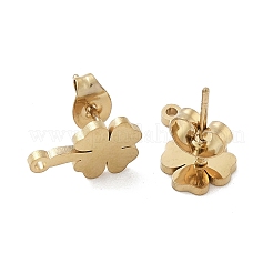 Clover Ion Plating(IP) 304 Stainless Steel Stud Earring Findings&nbsp;STAS-I206-106G