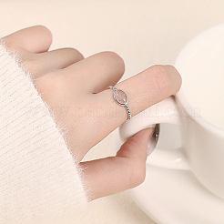 Oval 925 Sterling Silver with Natural Strawberry Quartz Cuff Rings&nbsp;FS-WGA8A26-01