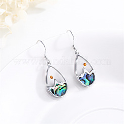 304 Stainless Steel Abalone Shell Teardrop Dangle Earrings for Women&nbsp;WGADE86-01