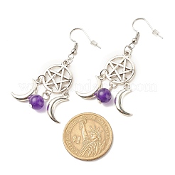Woven Net with Natural Gemstone Dangle Earrings&nbsp;EJEW-JE04945
