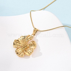 304 Stainless Steel Flower Pendant Snake Chain Necklaces for Women&nbsp;NJEW-F354-11B-G