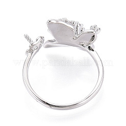 Butterfly Brass Micro Pave Clear Cubic Zirconia Cuff Ring Settings&nbsp;KK-T076-54P