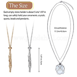2Pcs 2 Style Brass Braided Macrame Pouch Empty Stone Holder for Pendant Necklaces Making&nbsp;NJEW-SZ0001-64