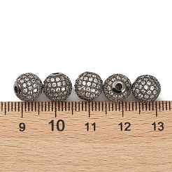 CZ Brass Micro Pave Grade AAA Clear Color Cubic Zirconia Round Beads&nbsp;KK-O065-8mm-05B-NR