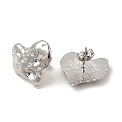Non-Tarnish 304 Stainless Steel Textured Heart Stud Earrings for Women&nbsp;EJEW-I281-14P