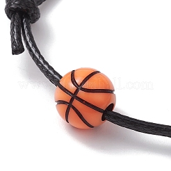 Sport Theme Acrylic Braided Bead Bracelet with Waxed Polyester Cords&nbsp;BJEW-JB10152