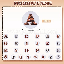 26Pcs 26 Styles White Flat Round with Letter Food Grade Silicone Focal Beads&nbsp;SIL-SZ0001-72