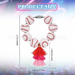 Wood Baseball Beads Pendant Decorations&nbsp;HJEW-SW00121