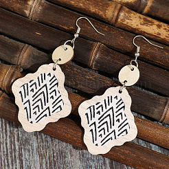Bohemian Wood & Zinc Alloy Dangle Earrings for Women&nbsp;WGD213D-01