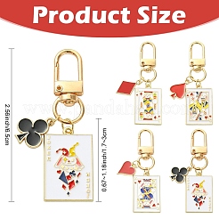 4Pcs Playing Card Alloy Enamel Pendant Decorations&nbsp;HJEW-YW00379