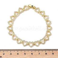 Clear Cubic Zirconia Heart Link Chains Bracelet&nbsp;BJEW-G773-02G