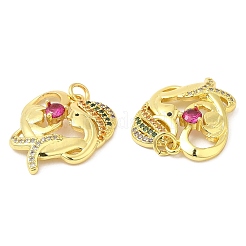 Brass Micro Pave Cubic Zirconia Pendants&nbsp;KK-P236-33G