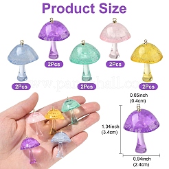 10Pcs 5 Colors Luminous Epoxy Resin Mushroom Pendants&nbsp;RESI-YW0004-19