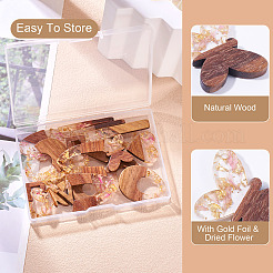 18Pcs 9 Styles Transparent Resin & Walnut Wood Pendants&nbsp;RESI-TA0003-35