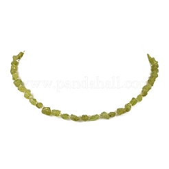 Raw Rough Natural Peridot & Electroplate Synthetic Non-magnetic Hematite Round Beaded Necklaces&nbsp;NJEW-JN06580