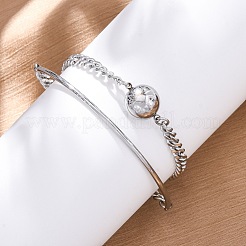 304 Stainless Steel Curb Chain Wrap Bracelets for Women&nbsp;BJEW-A036-12P