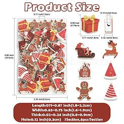 42Pcs 7 Styles Christmas Printed Schima Wood Beads&nbsp;WOOD-FS0002-49