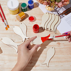 Animal Theme Unfinished Blank Wooden Pendants Set for Painting Arts&nbsp;WOOD-WH0124-26C
