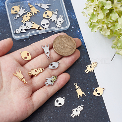 24Pcs 6 Style 201 Stainless Steel Laser Cut Pendants&nbsp;STAS-DC0008-58