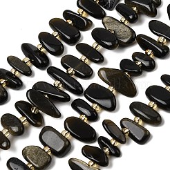 Natural Golden Sheen Obsidian Beads Strands&nbsp;G-L649-A04-01