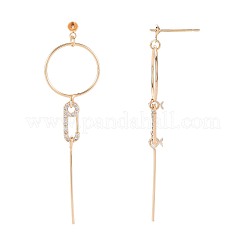 Brass Micro Pave Clear Cubic Zirconia Stud Earring Findings&nbsp;KK-S364-144