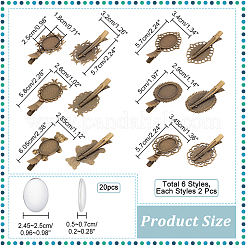 12Pcs 6 Styles Vintage Iron Alligator Hair Clip Findings&nbsp;FIND-NB0004-41