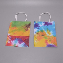 Rectangle with Tie-Dye Pattern Kraft Paper Bag&nbsp;CARB-WH0009-15