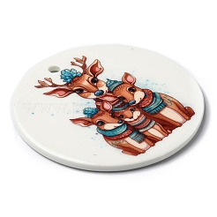 Christmas Handmade Printed Porcelain Big Pendants&nbsp;PORC-F009-02