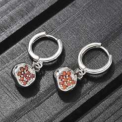 Brass Cubic Zirconia Hoop Earrings&nbsp;EJEW-Q015-02P-C