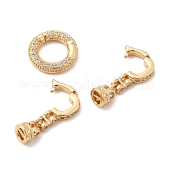 Brass Micro Pave Clear Cubic Zirconia Fold Over Clasps&nbsp;KK-B189-01G