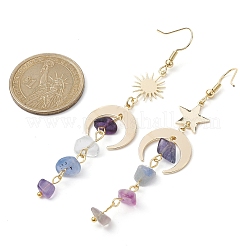 Moon & Star & Sun Brass Asymmetrical Earrings&nbsp;EJEW-JE05454