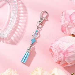 Faux Suede Tassel & Synthetic Turquoise Cross Pendant Decorations&nbsp;HJEW-JM03664