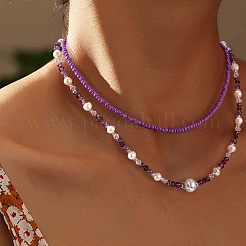 Glass Seed Beaded Necklaces Set&nbsp;NJEW-SW00006-05