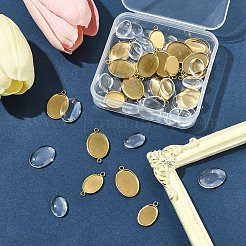 DIY Oval 304 Stainless Steel Cabochon Connector & Pendant Making Kits&nbsp;DIY-FS0008-31