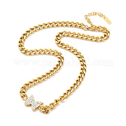 Crystal Rhinestone Butterfly Pendant Necklace with Curb Chains&nbsp;NJEW-P229-06G